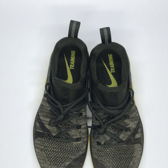 New Men’s Nike Metcon Flyknit 3 Green/Yellow Shoes - Picture 5 of 7